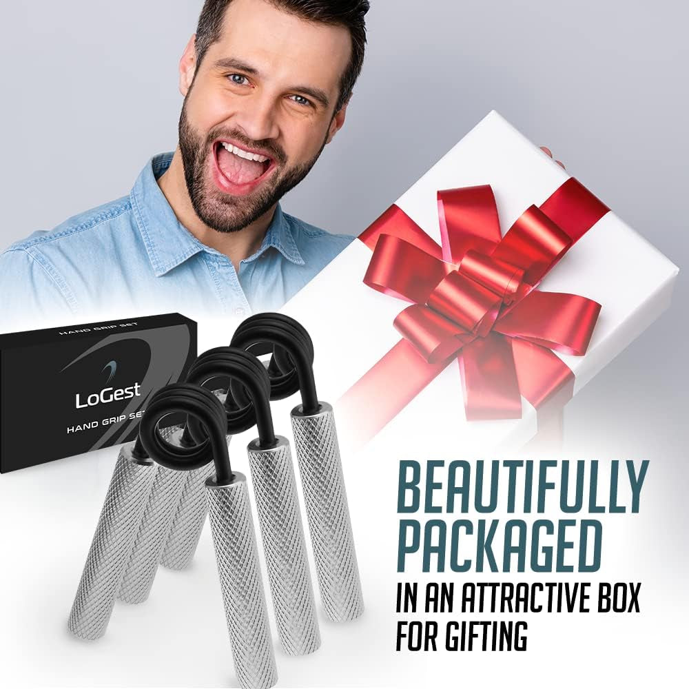 Metal Hand Grip Set, 100LB-200LB 3 Pack 50LB-200LB 4 Pack No Slip Heavy-Duty Grip Strengthener with Gift Box, Great Wrist & Forearm Hand Exerciser, Home Gym, Hand Gripper Grip Strength Trainer
