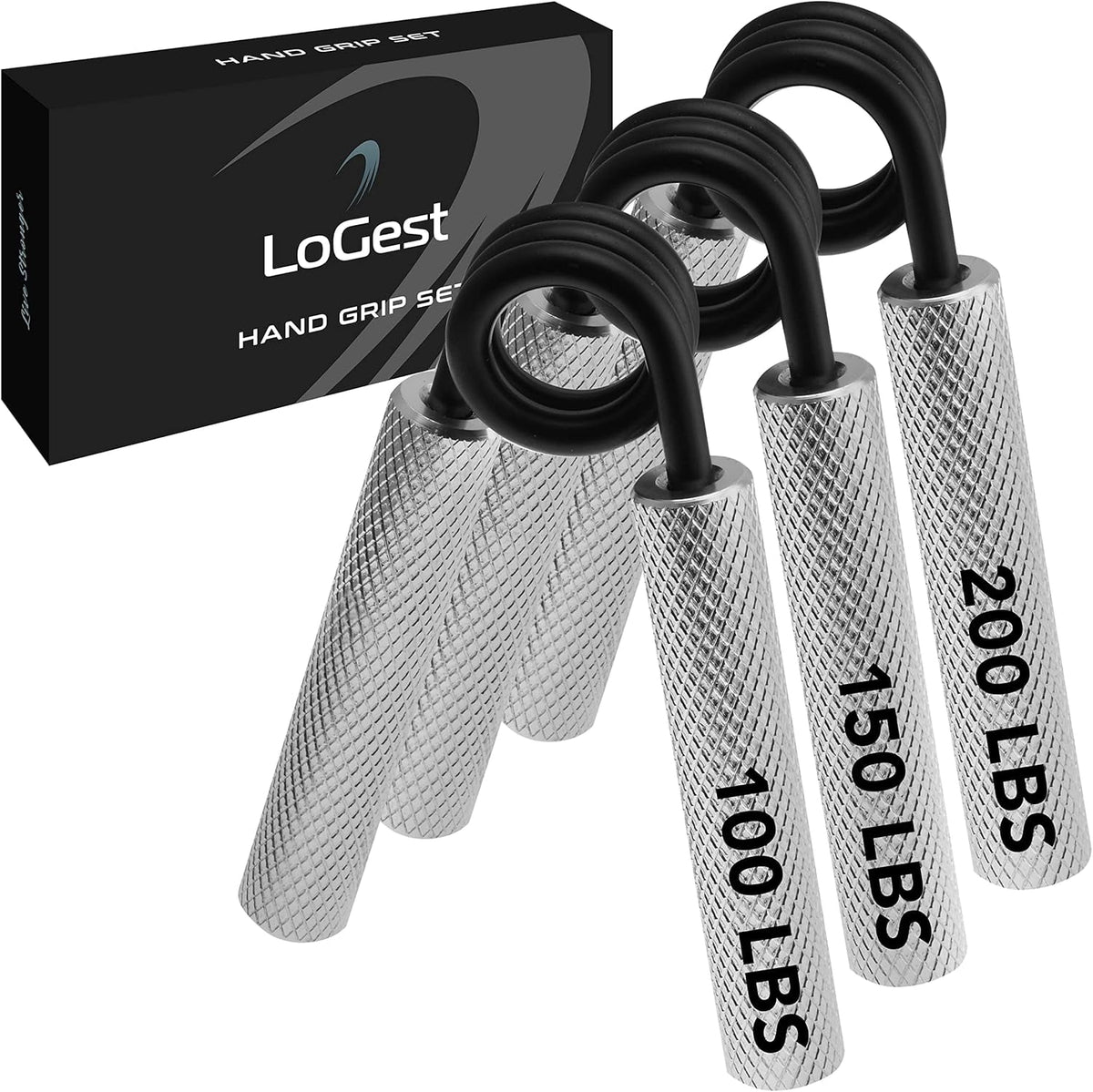 7 Pack  Metal Hand Grip Set, 50LB-350LB 7 Levels No Slip Heavy-Duty Grip Strengthener with Gift Box, Great Wrist & Forearm Hand Exerciser, Home Gym, Hand Gripper Grip Strength Trainer