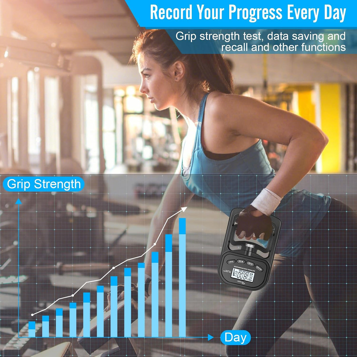 Grip Strength Tester, 396Lbs/180Kg Rechargeable Exerciser Meter Digital Hand Dynamometer Grip Strength Trainer Electronic Hand Grip Strengthener with LCD Display for Sport Home School Use