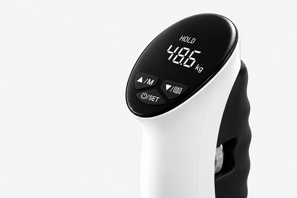 Close-up of the grip strength tester