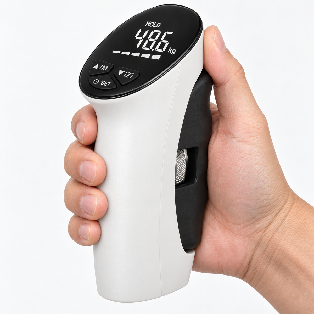 Close-up of the grip strength tester